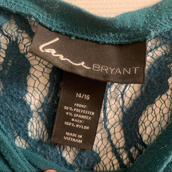 Lane Bryant green lace-back top, size 14/16 - Picture 2 of 4